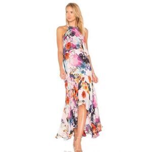 Parker Silk Floral High Low Maxi Dress, Size 0